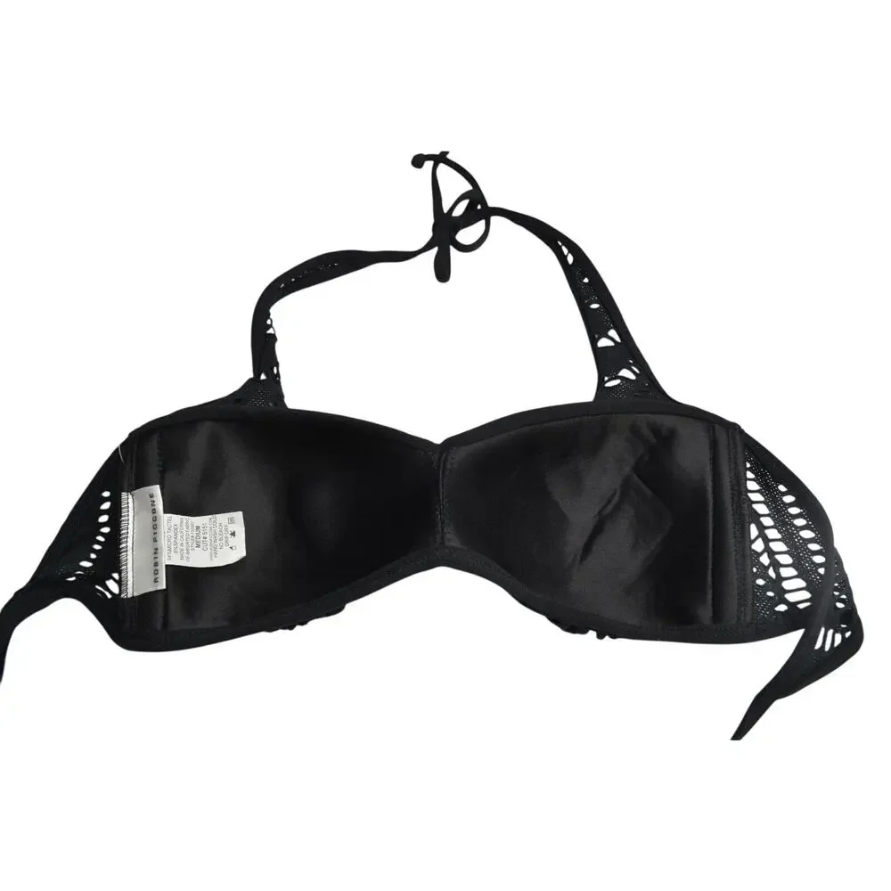 ROBIN PICCONE Women's Adjustable Crochet Bikini Top in Black